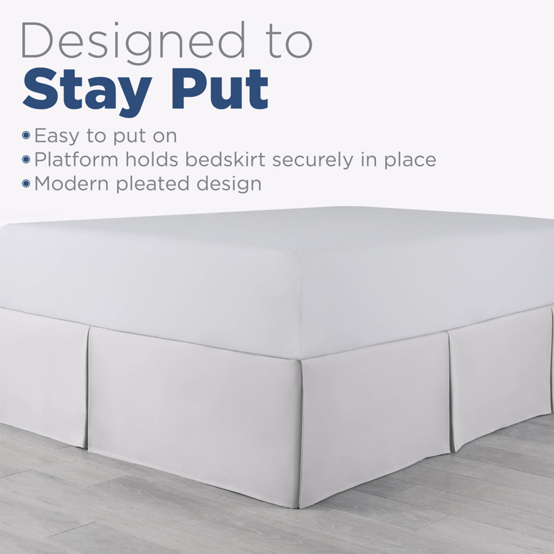 White Queen Polyester Inverted Pleat Bed Skirt Panel