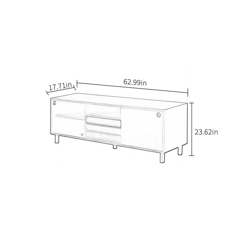 Meuble télé en bois massif de style médiéval, 62.99''