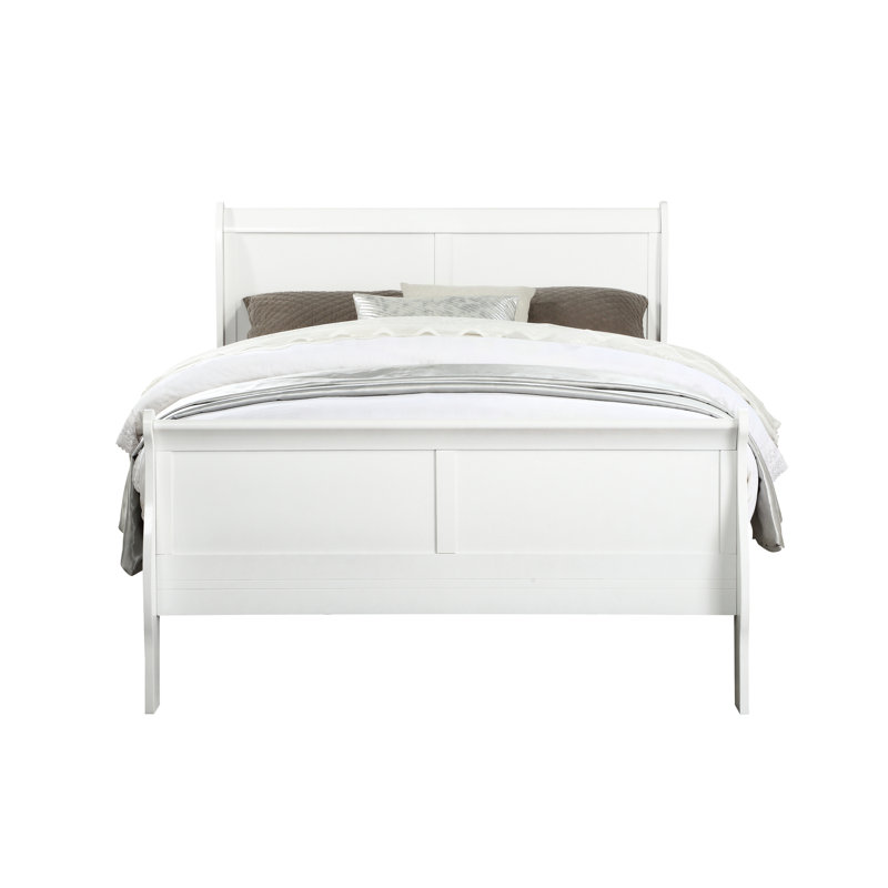 Lit simple blanc - Design élégant en pin massif, placage de gomme et panneaux de particules. Courbes gracieuses. Sommier à lattes bas. Sans espace de rangement. Profondeur : 104 cm ; largeur : 216 cm ; hauteur : 119 cm. Poids : 21 kg. Fabrication élégante.