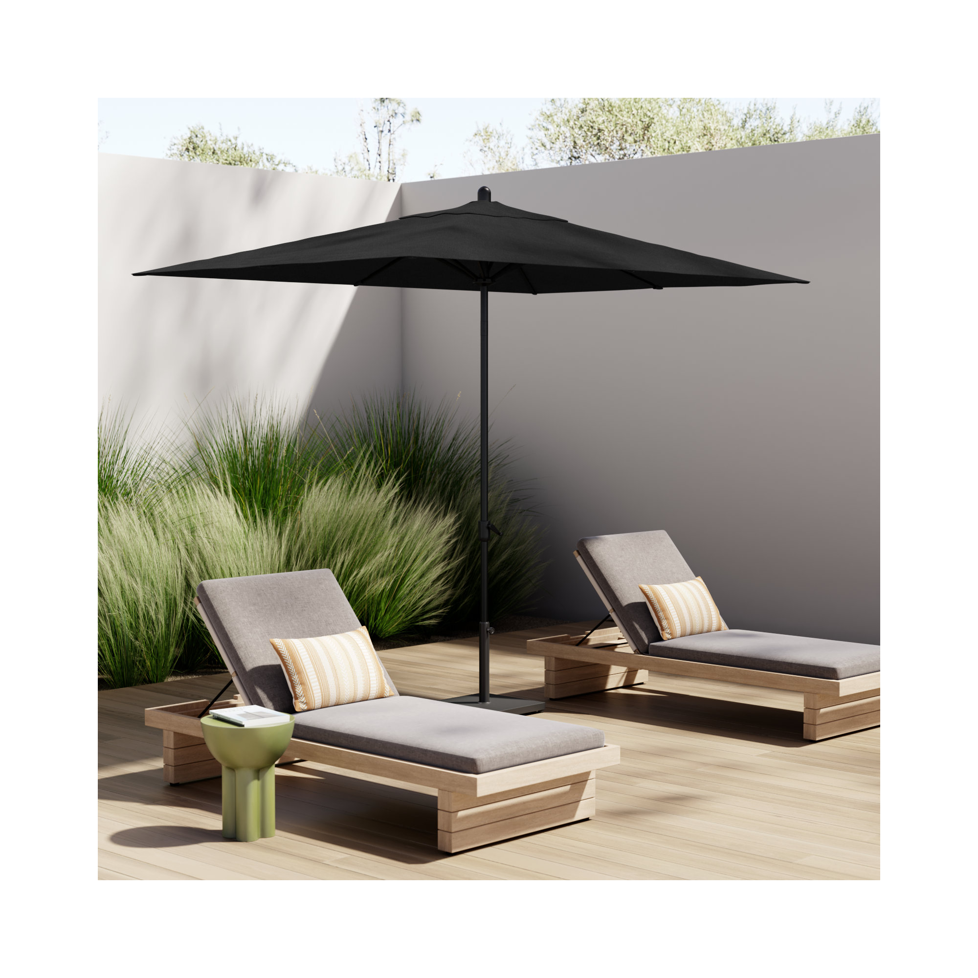 Olivier 116.7'' Outdoor Umbrella, Black Sapphire, Canvas Black Sunbrella® Canvas