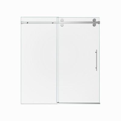 Enceinte de porte de douche coulissante sans cadre de l 56 à 60 po x H 72 po, verre trempé de 5 po à 16 po (8 mm) avec quincaillerie chromée