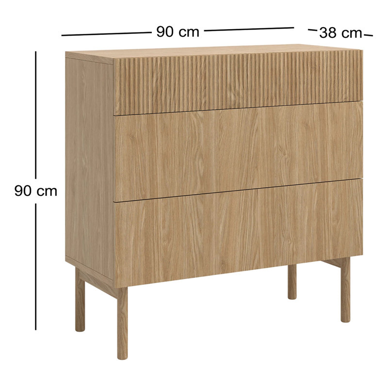 Cantey 90cm W 3 - Drawer Chest of Drawers