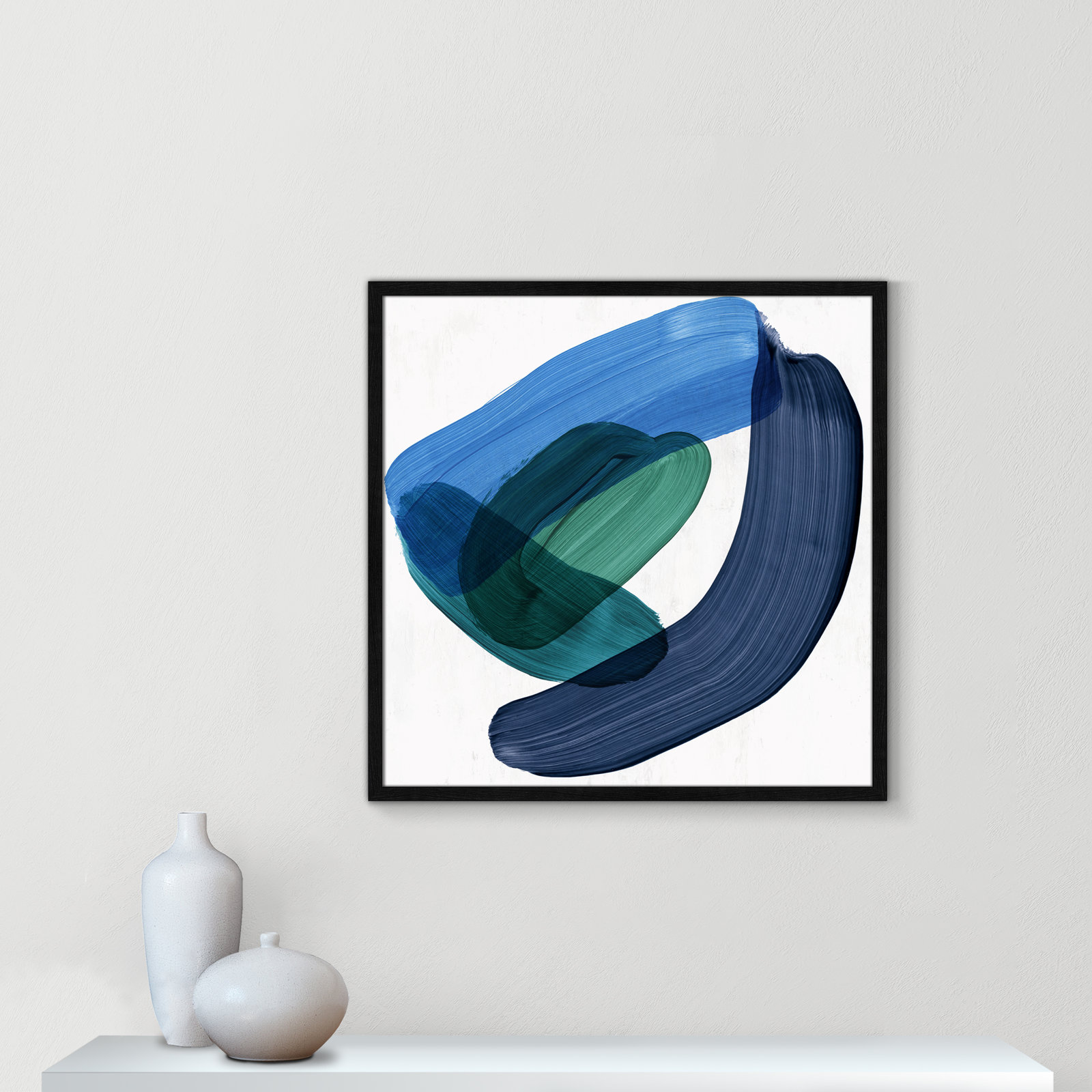 Smooth Bend II Painting, 27.5" H x 27.5" W x 0.75" D, Black