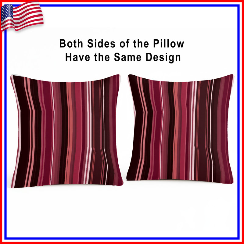 Red Stripes Throw Pillow, Pattern Double Sided Pillows, 18 x 18 inches