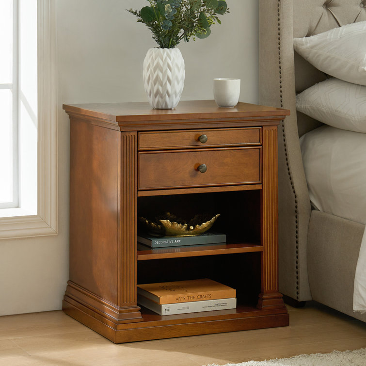 Wadeeah Traditional Nightstand With Built-In Power Station And LED Light Strip