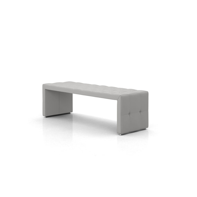 Vasili Genuine Leather Bench, Pearl Gray