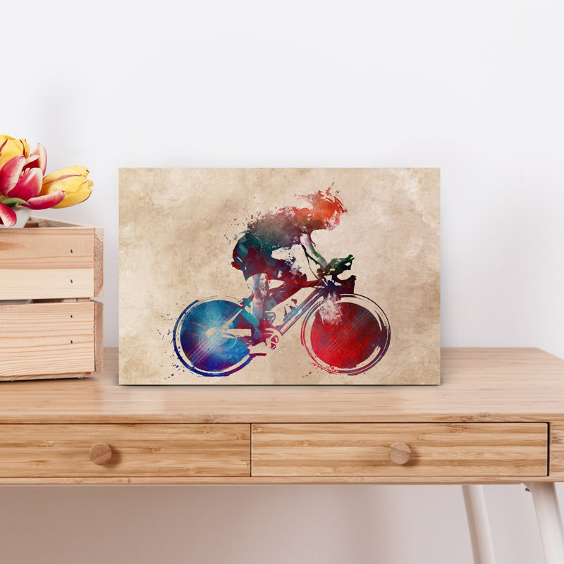 «Vibrant Cycling Motion», art mural contemporain, 12" H x 18" W