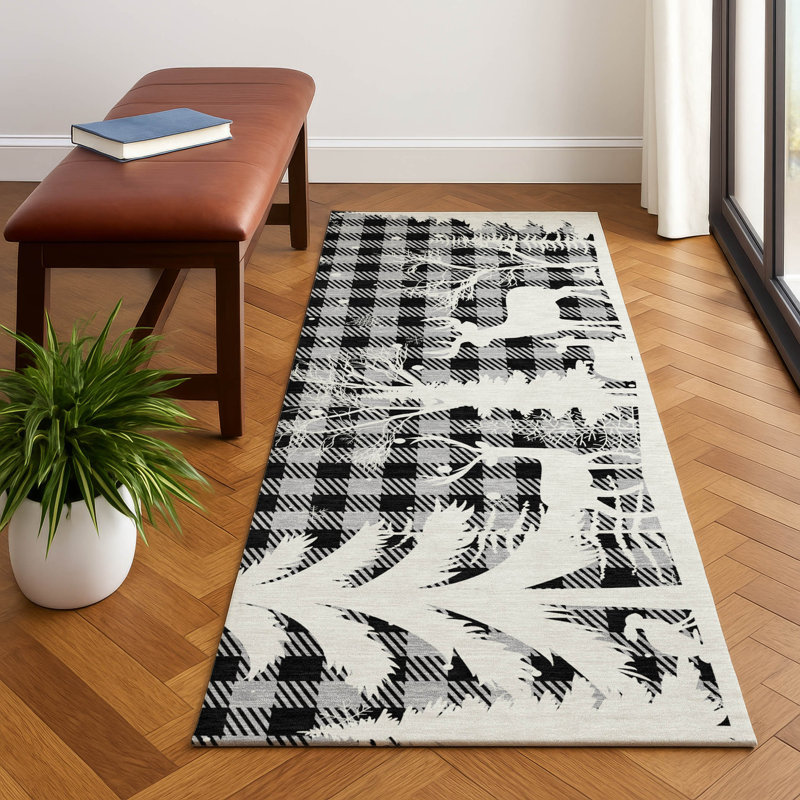 Premium Machine Washable Castillon AMF1824 Winter Forest Holiday Rug, Runner 2'3" x 7'6"
