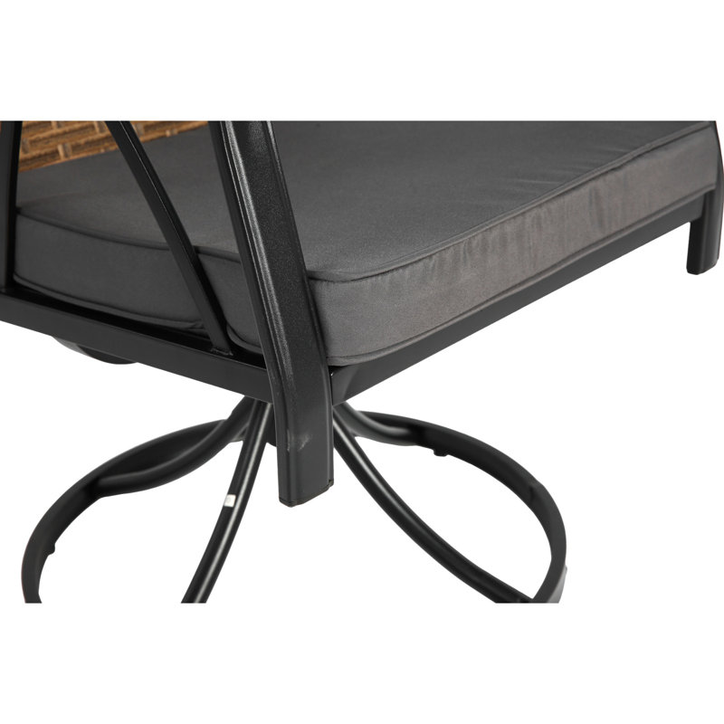 5 Piece Outdoor Patio Dining For 4, Furniture With Rocking Chairs, Strong Steel Tabletop And Washable Cushions 4 Furniture, Comfortable Swivel Table