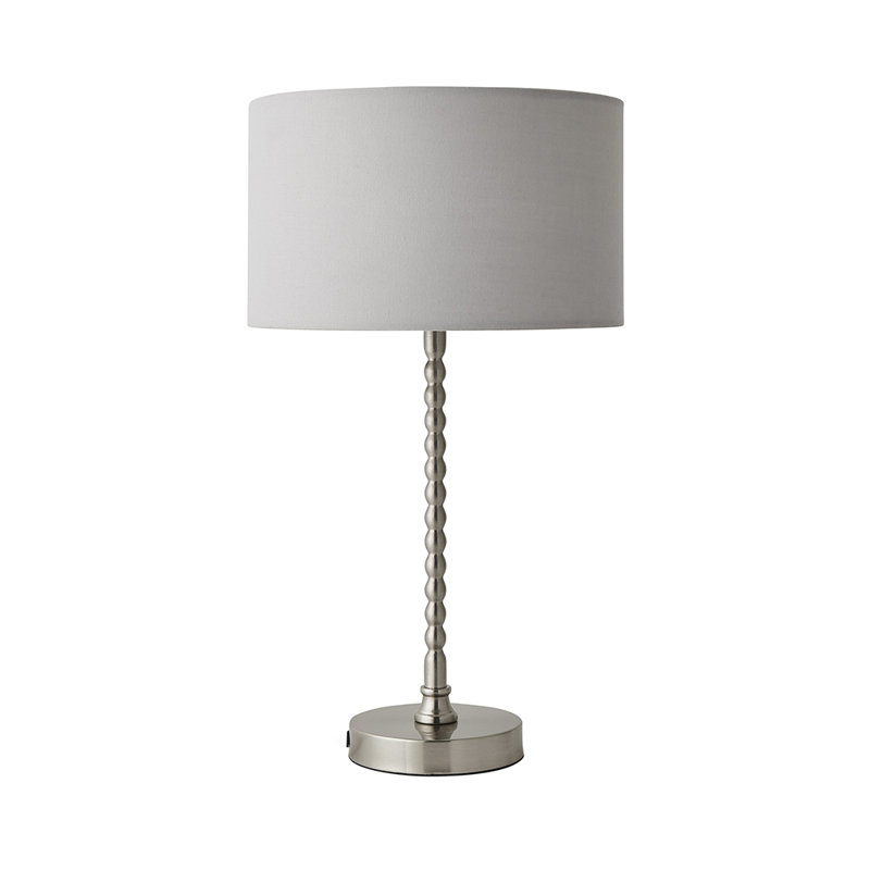 Cifuentes Black Fabric Drum Lamp Shade Matte Black Bobbin Bobble Table Lamp and Bulb, Yes, Silver, Grey