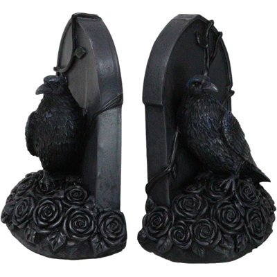 Figurine serre-livres corbeau sombre