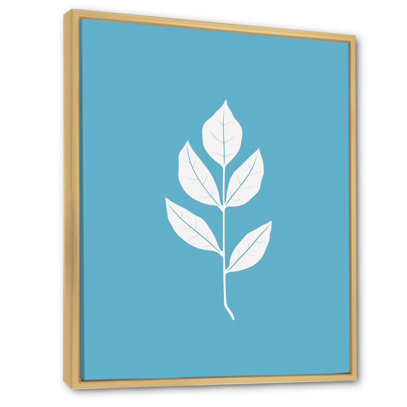 «Delicate Essence White Minimal Leaves» sur impression sur toile, Cadre naturel flottant, 44" H x 34" W