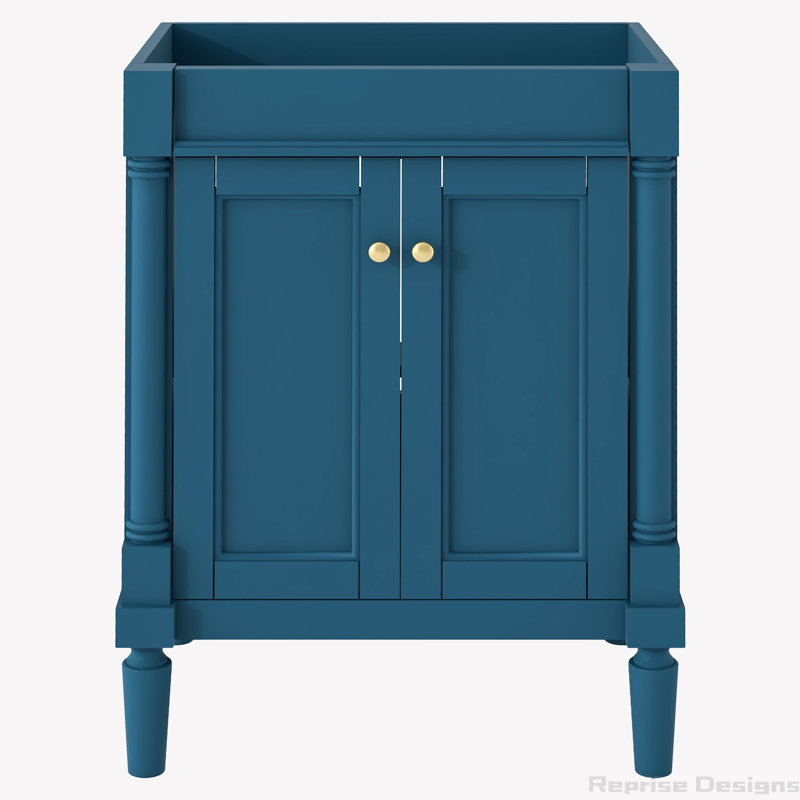 Base de meuble-lavabo simple 23,5 po seulement, Bleu, Or