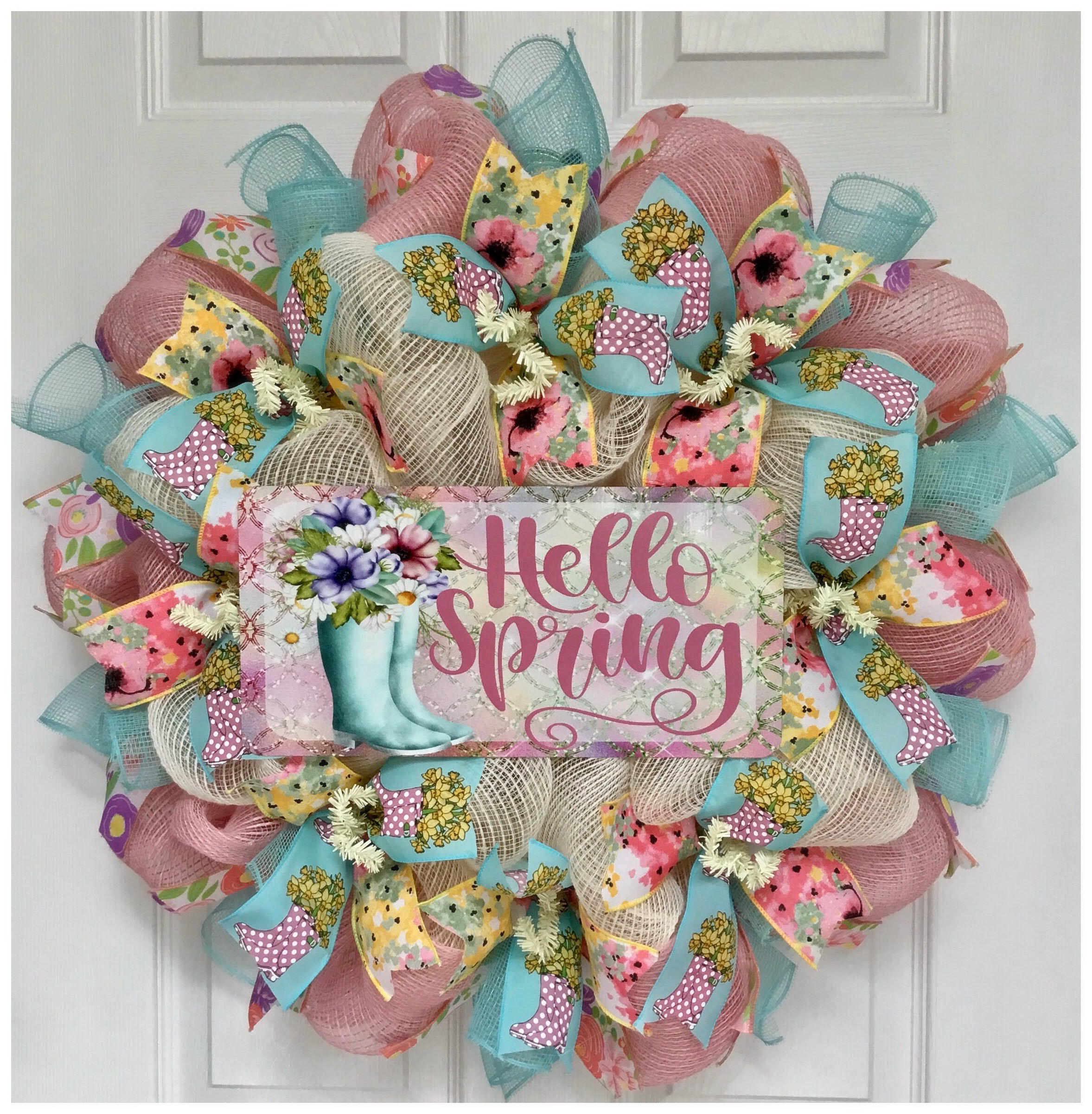The Holiday Aisle® Hello Spring Wreath With Rainboots & Reviews | Wayfair