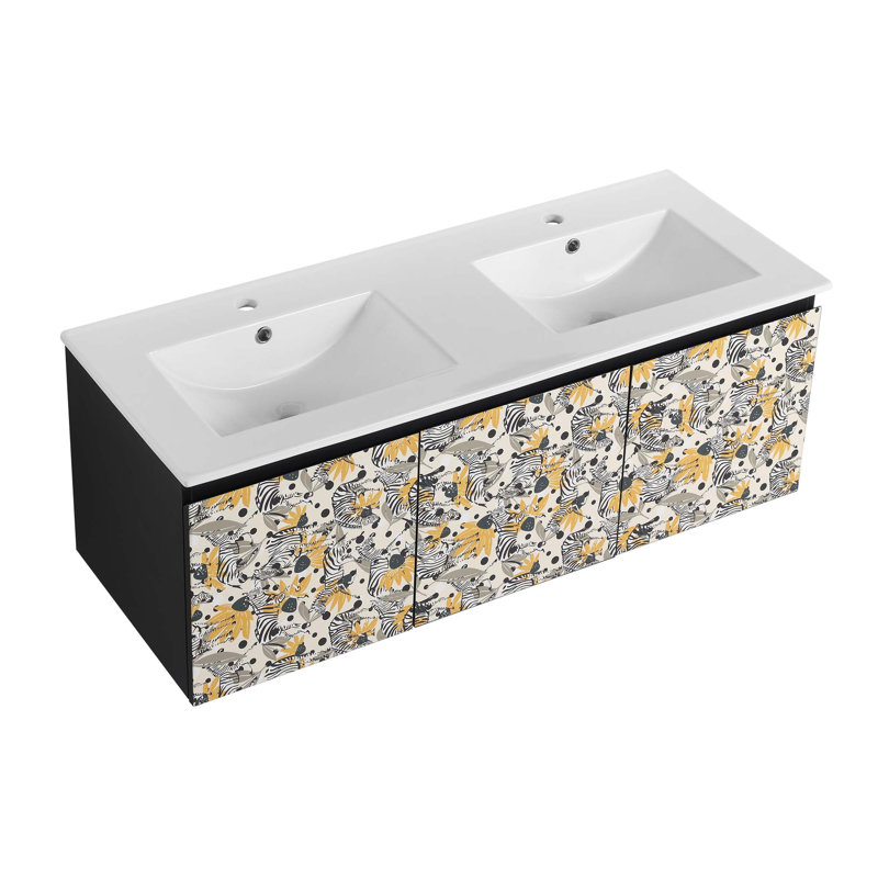 Meuble-lavabo flottant mural et porte d'armoire à fermeture en douceur