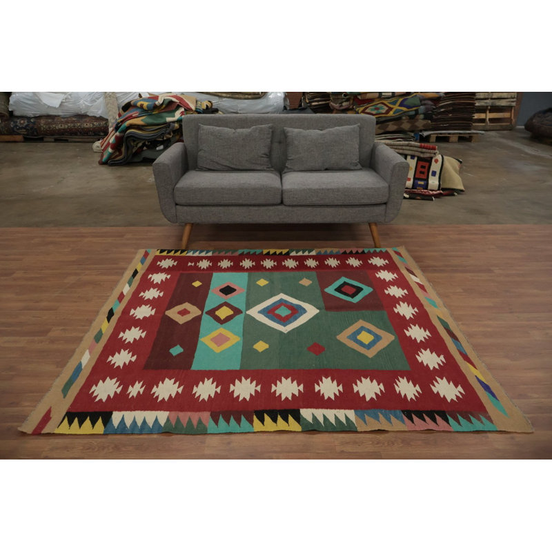 Élégance géométrique: tapis Kilim 6 x 6