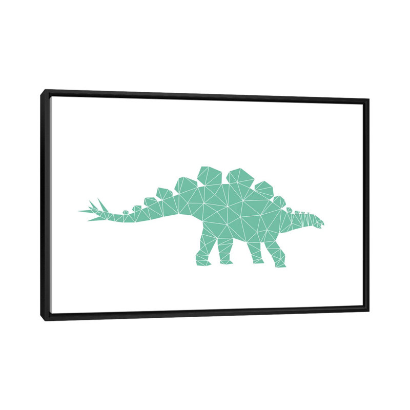 Géométrique Dino Stegosaurus - impression d'art graphique, H 40 po x l 60 po x 1,5 po, Toile avec cadre noir