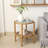 Charie Boho Glass Rattan Wood Round Storage Side End Table