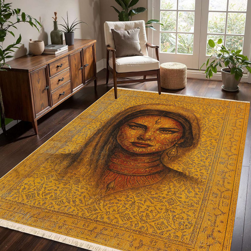Golden Saffron Portrait Area Rug