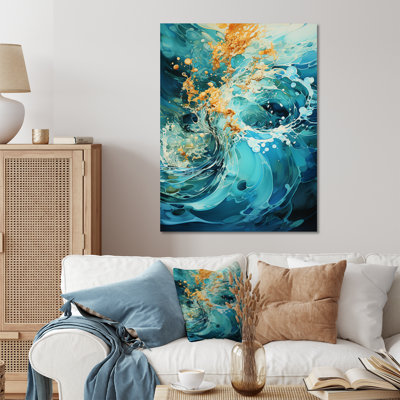 Aqua Dream Rush Flow 3 - Abstract Collages Metal Wall Art