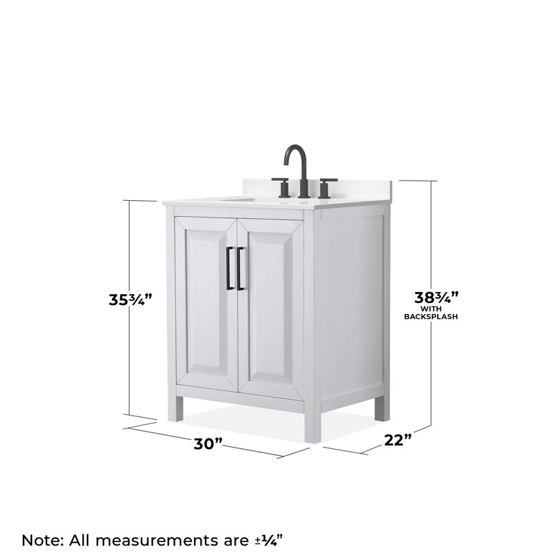 Daria 30'' W Vanity, Matte Black, White, White Quartz