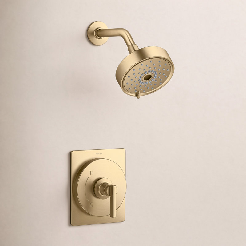 Castia by Studio McGee Rite-Temp Shower Trim Kit 2.5 GPM, Vibrant Brushed Moderne Brass