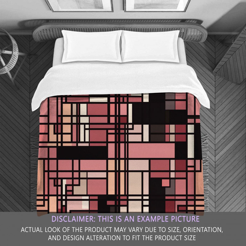 Housse de couette à carreaux, Édredon simple extra long, Noir / rose