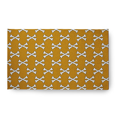 Tapis géométrique rectangulaire en chenille tissé à la machine doré d'automne Delinia