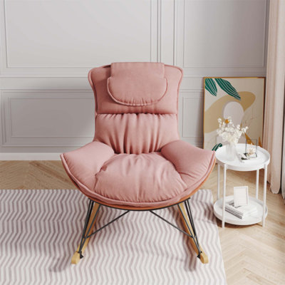 Leisure Single Rocking Chair with Ergonomic Design, Comfortable and Breathable, Detachable and Washable Seat Cushion