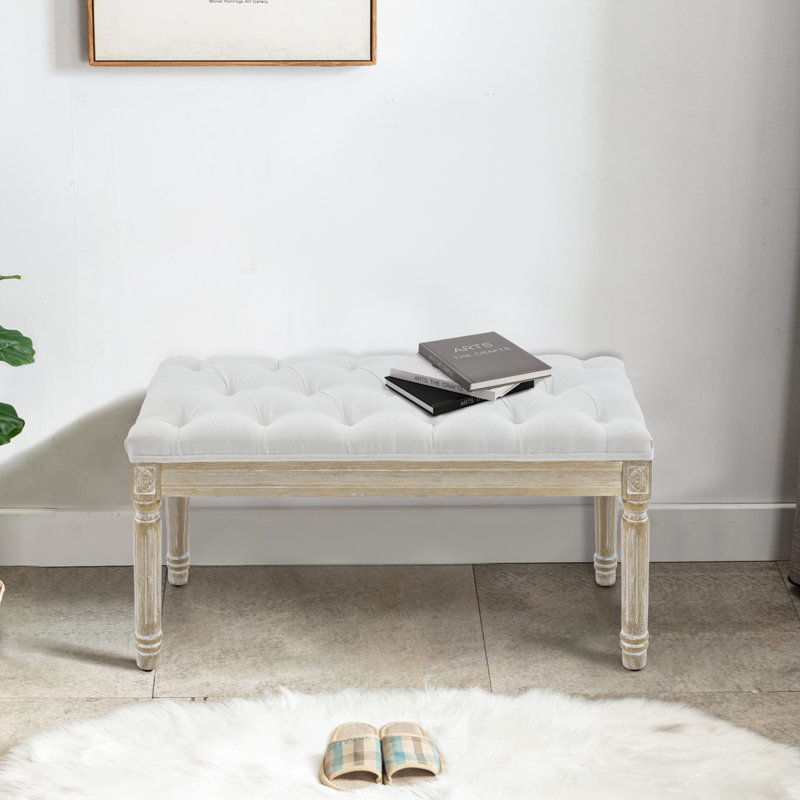 Boswick Linen Upholstered Bench, White