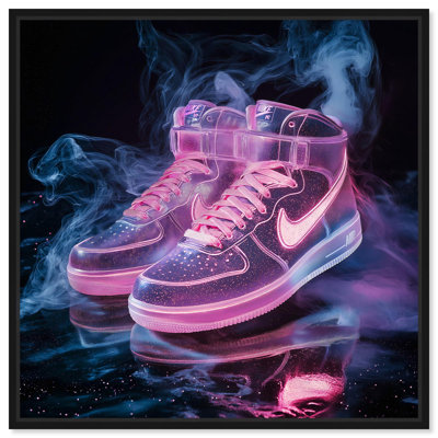 Fuchsia Flicker Canvas Sneaker Art Print by Art Remedy