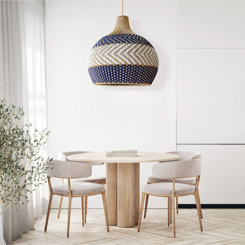 Luminaire suspendu en dôme en rotin de 21,5 po et 24 po Brames Brames, 24", Corde naturelle de 120 po