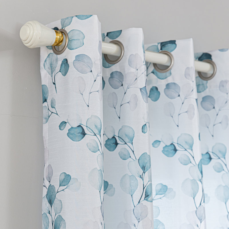 Polyester Sheer Curtain Single Panel, Aqua