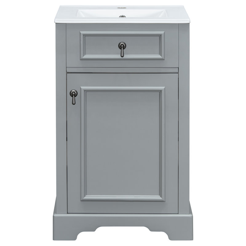 Meuble-lavabo 20 po avec comptoir en céramique, Gris