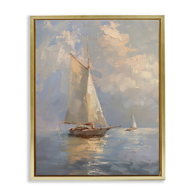 Bateau maritime sur un cadre flottant en mer nuageuse, design par Arlington Prints