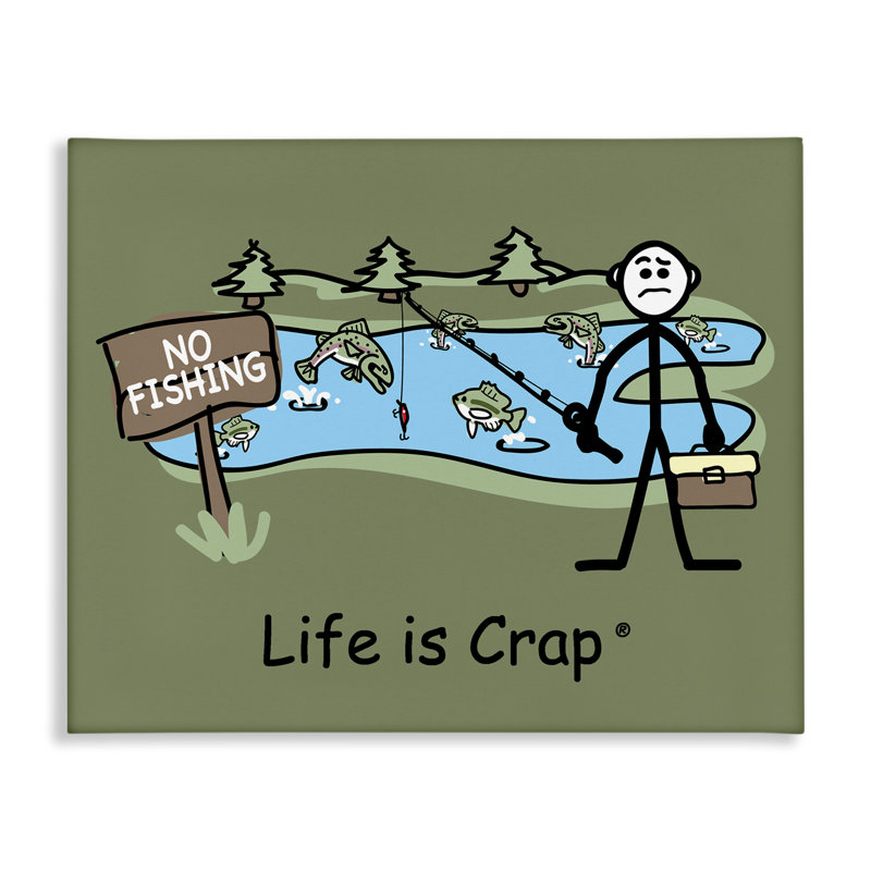 «No Fishing at Pond», art mural sur toile par LIC, H 30 po x l 40 po
