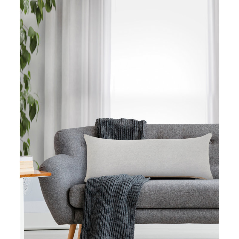 Housse de coussin en coton de couleur unie, Housse de coussin seulement - sans coussin, Gris