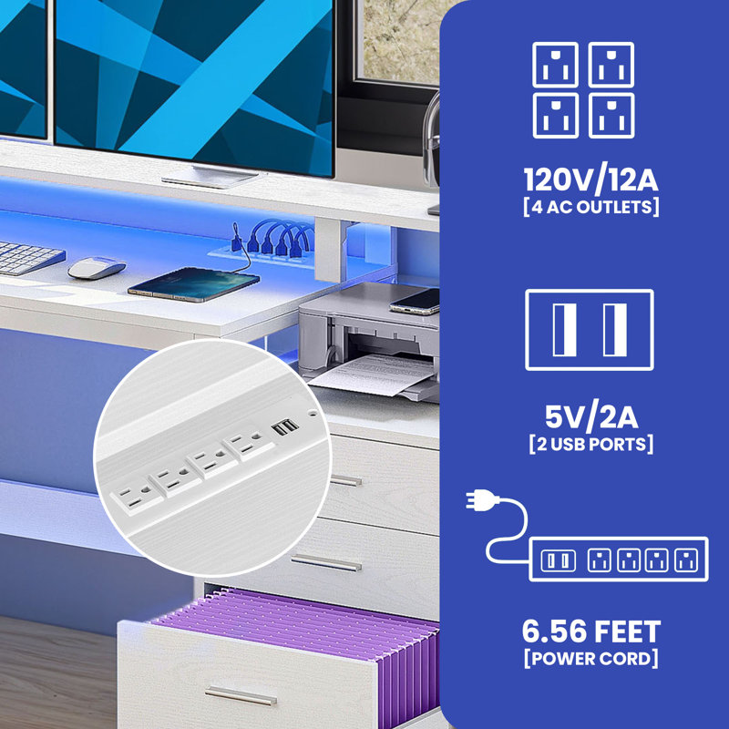 Cristel 65.4'' W L-Shaped Computer Desk, White