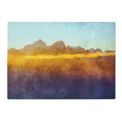 Tempered Glass Mountains Painting Chopping Board