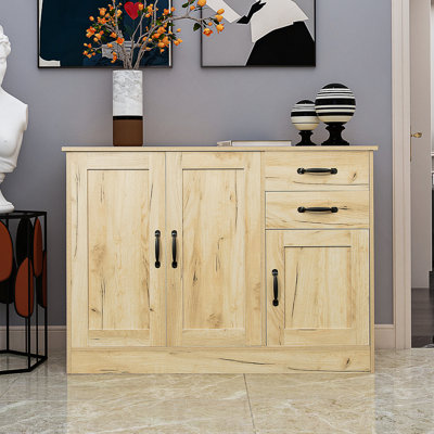 Modern Wood Buffet Sideboard With 2 Doors And Drawers, Dining Room Console