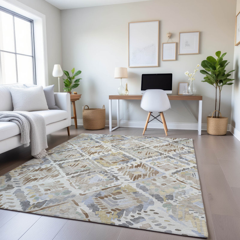 Premium Machine Washable Celis AMF1326 Diamonds Rug, Rectangle 5' x 7'6"