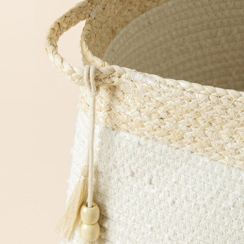 Panier de rangement en corde Althoff, Jaune/blanc