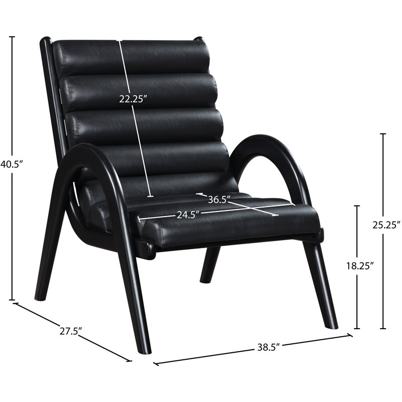 Fauteuil d'appoint en cuir Randal, Cuir végétalien noir, Noir, noir, noir, noir
