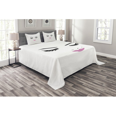 Adyson White/Black/Red Microfiber Bedspread Set