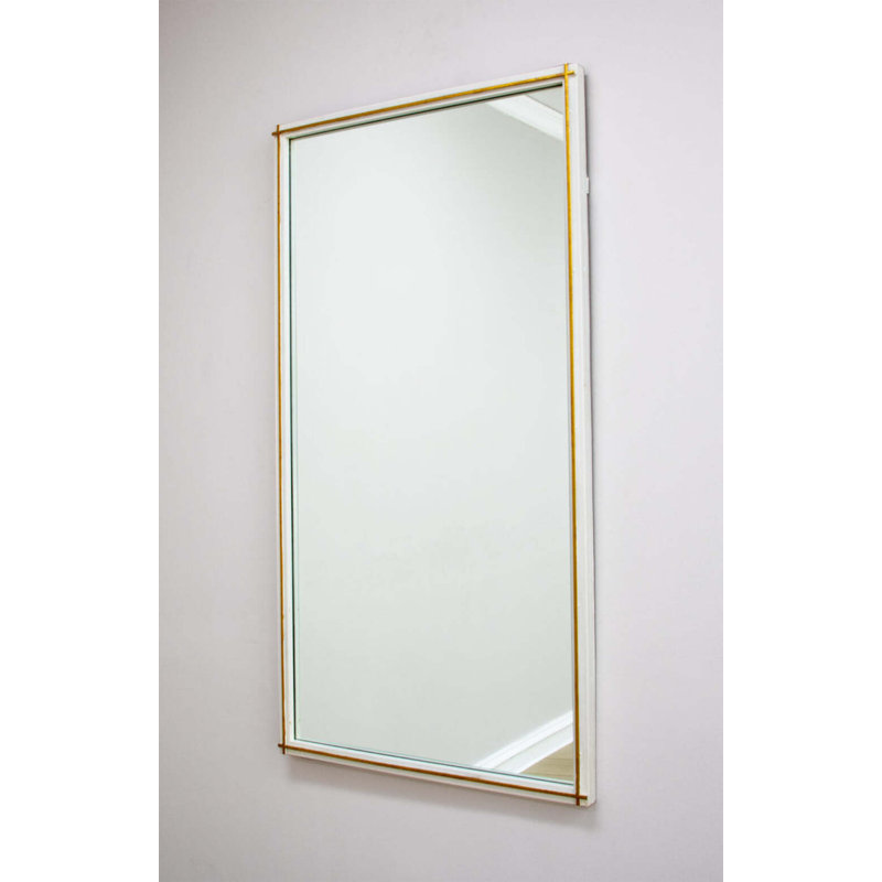 Lele Flat Metal Wall Mirror, Snow White/Gold Leaf