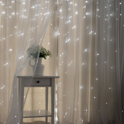 Jenifer Tulle Overlay Star Cutout Solid Room-Darkening Grommet Curtain Panels