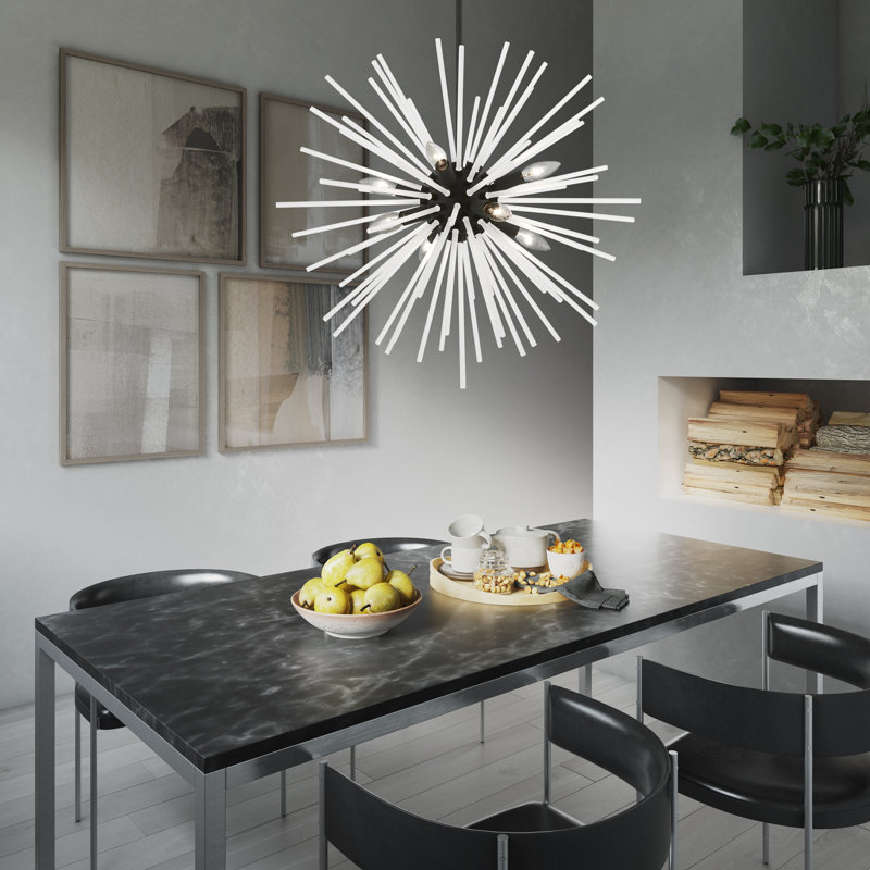 Ryzen 6 - Light Dimmable Sphere Chandelier, 25.75" H x 25.75" W x 25.75" D, Black