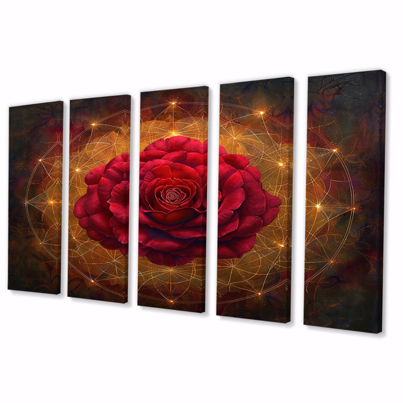 Décoration murale 5 pièces Tayla - Rose, H 28 po x l 60 po