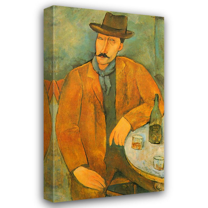 Homme avec un verre à vin, H 18 po x l 10 po