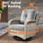 Emroy 6 - Person Outdoor Wicker Sectional Seating Group with Lighted Coffee Table and Swivel Chairs, All Weather Modular Rattan Conversation Set with Cushions-1054600633
